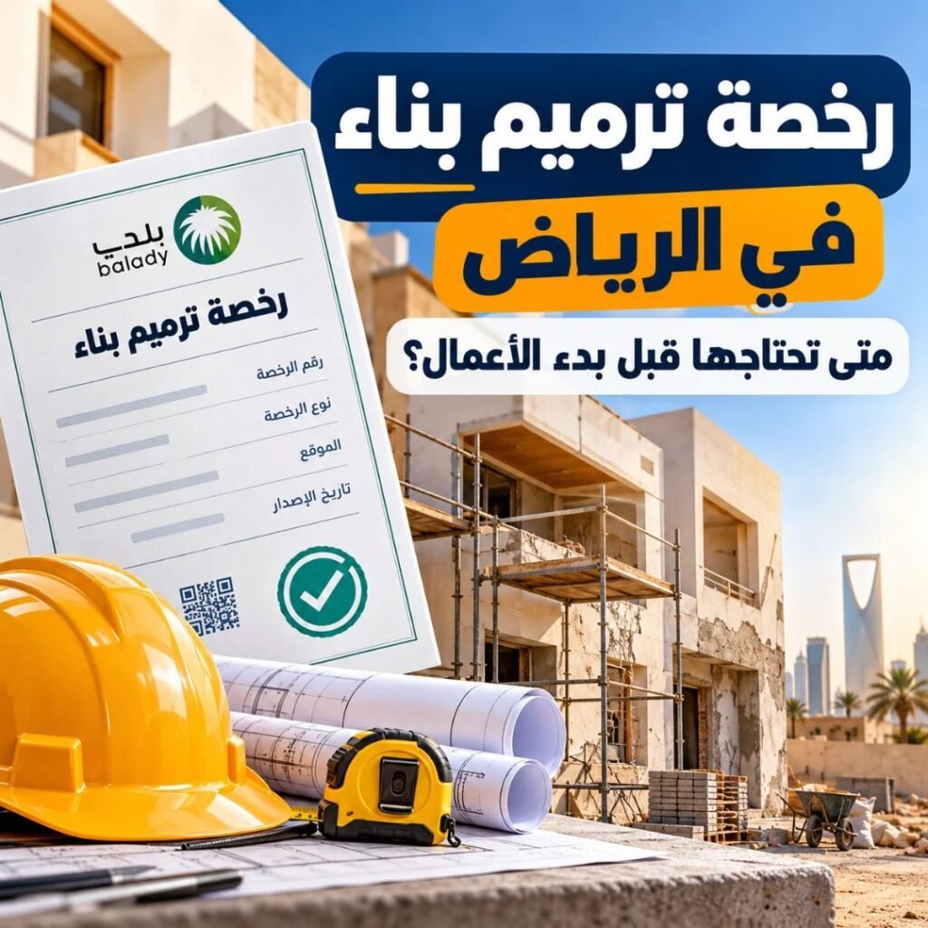 رخصة ترميم بناء في الرياض توضح شروط استخراج الرخصة عبر منصة بلدي قبل بدء أعمال ترميم المنازل والمباني.